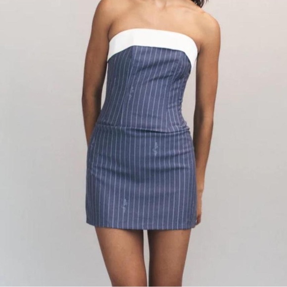 With Jean Dresses & Skirts - With Jean Pinstripe Strapless Mini Dress